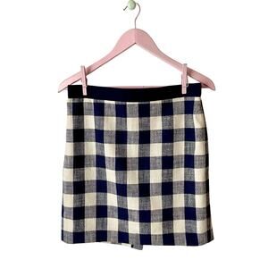 J. Crew Blue and White Checkered Mini Skirt